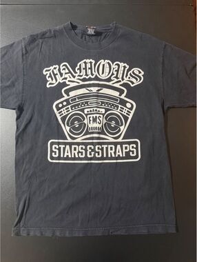 Famous Stars & Straps Black Graphic Boombox T-Shirt 100% Cotton Made in Mexico